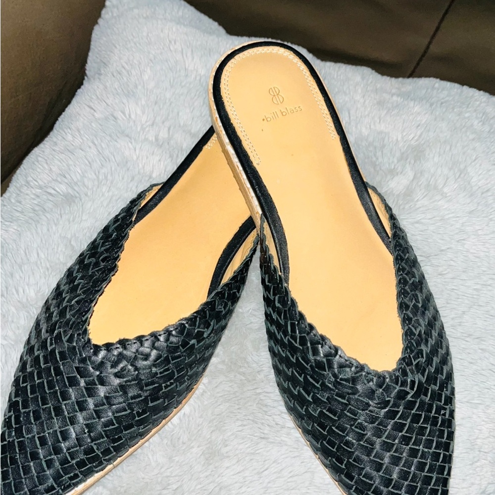 Bill Blass Black Woven Mules